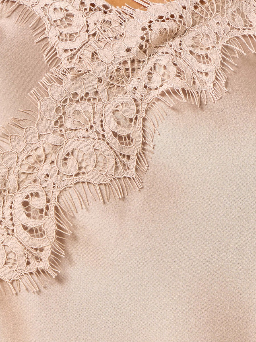 Lace Trim Asymmetric Spaghetti Strap Top