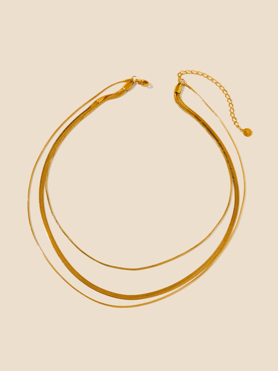 Metallic Layered Necklace with Lobster Clasp Closure