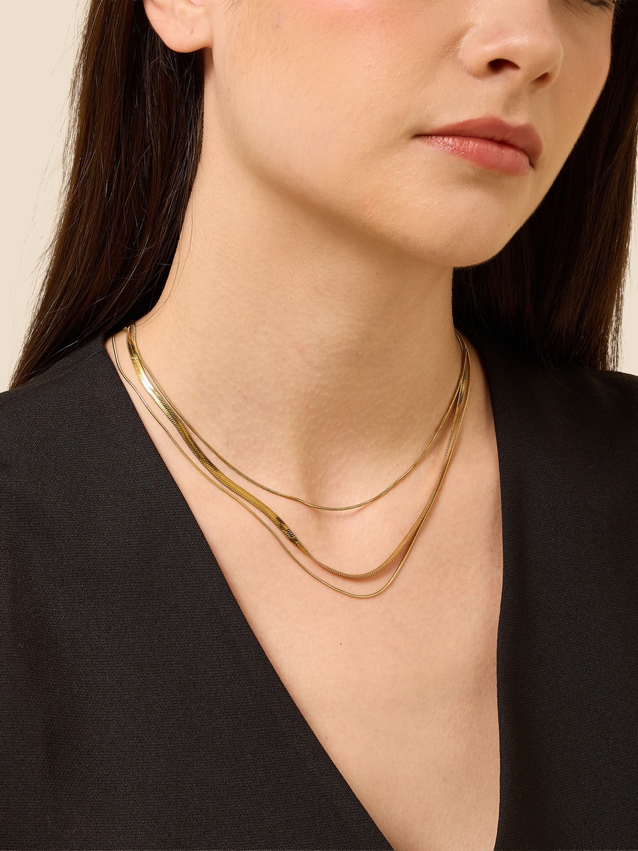 Metallic Layered Necklace with Lobster Clasp Closure