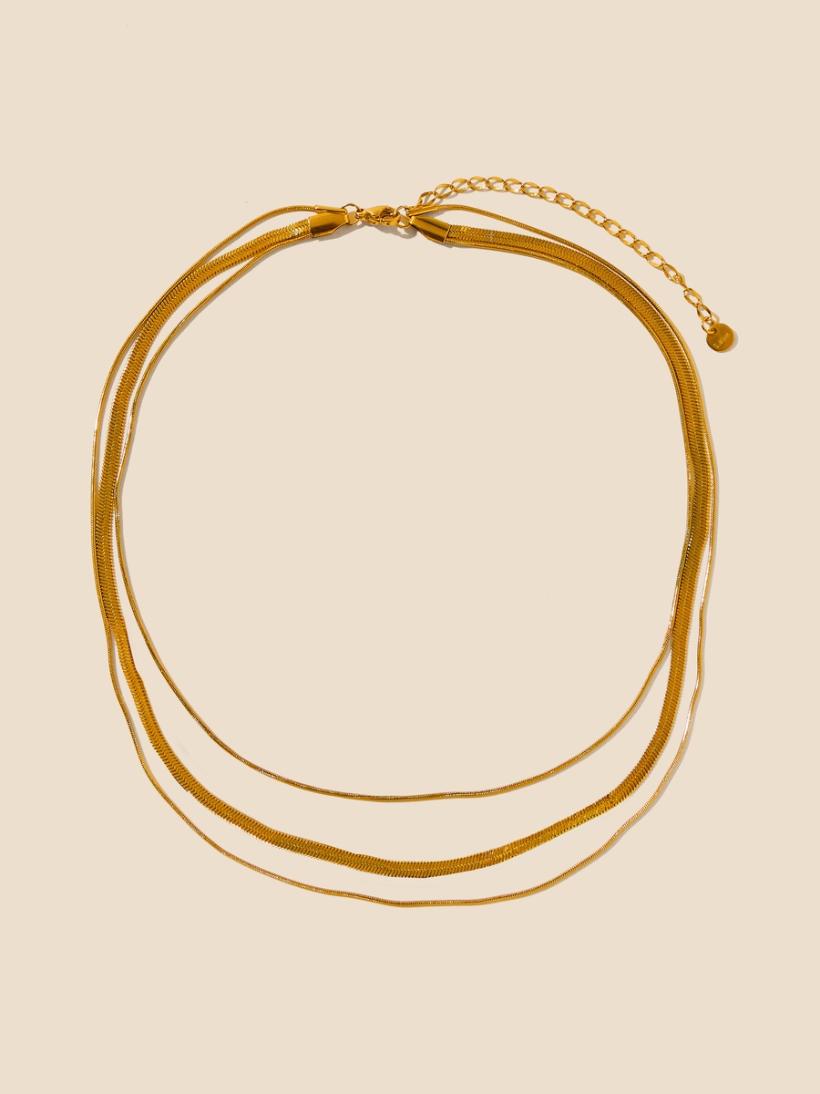Metallic Layered Necklace with Lobster Clasp Closure
