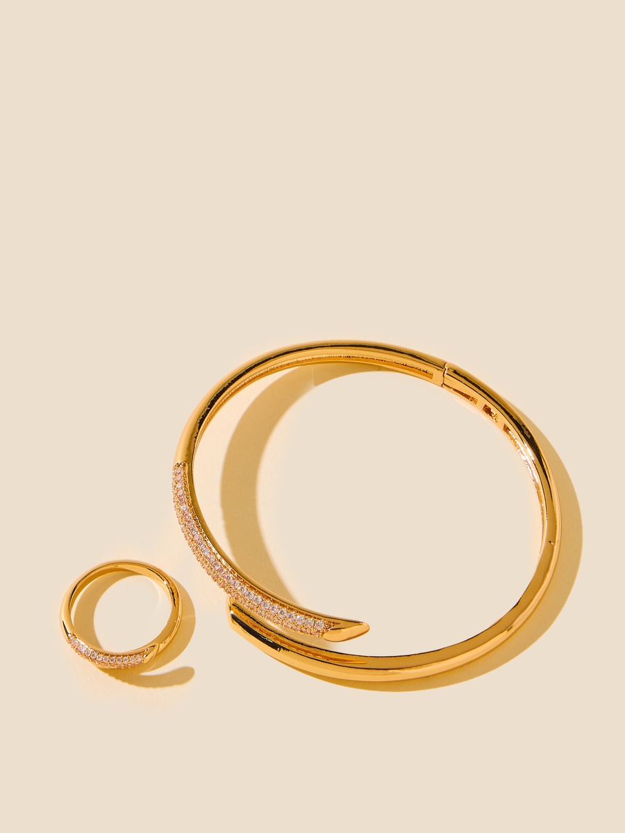 Stone Embellished Bracelet and Ring Set