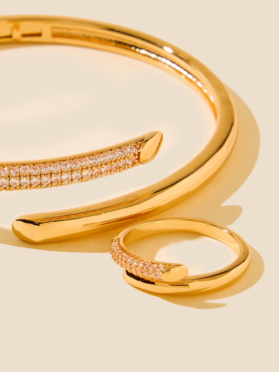 Stone Embellished Bracelet and Ring Set