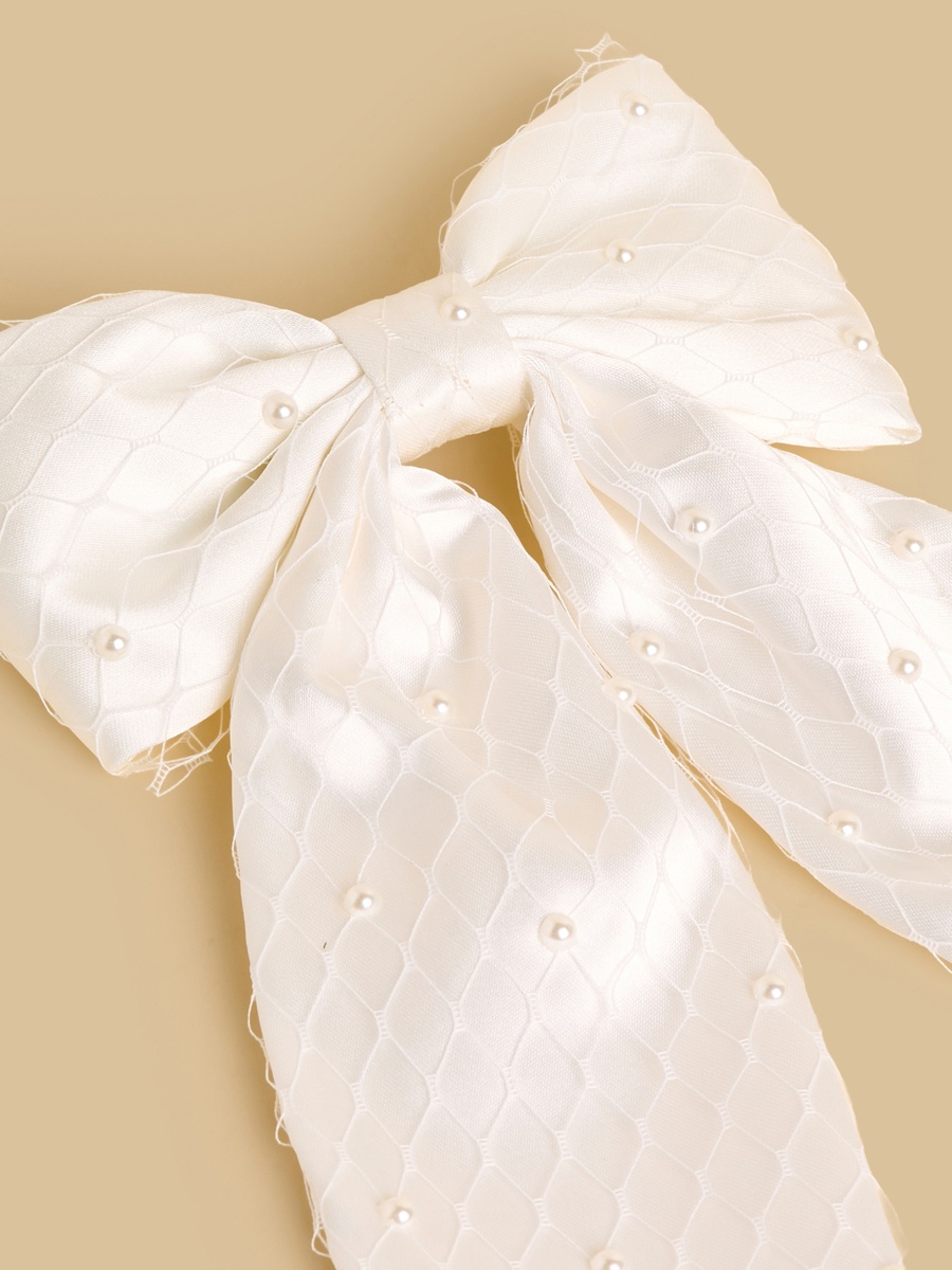 Pearl Embellished Bow Barrette Hair Clip