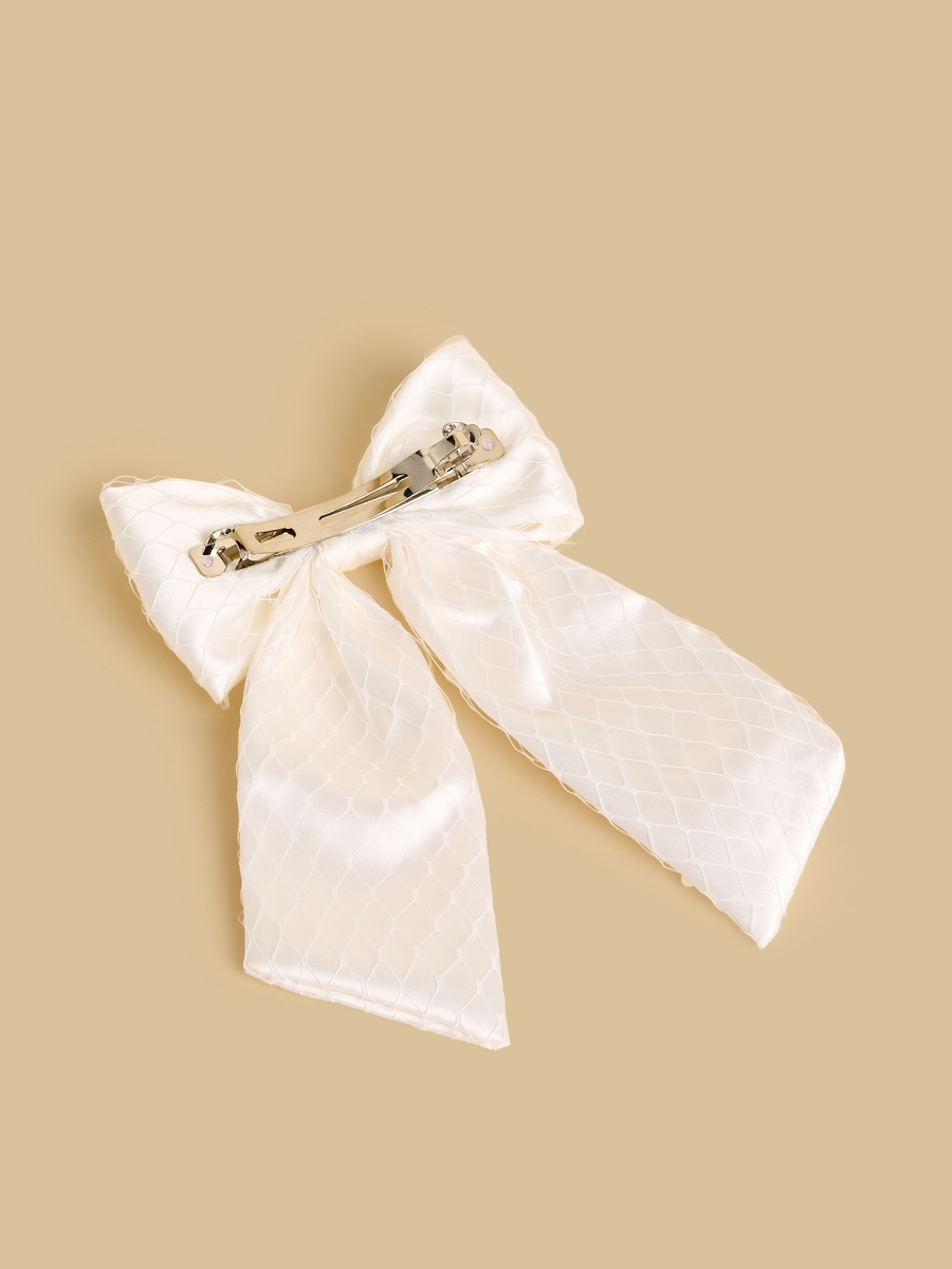 Pearl Embellished Bow Barrette Hair Clip