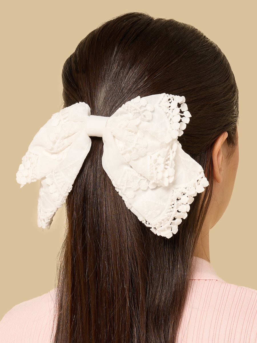 Lace Detail Bow Barrette Hair Clip