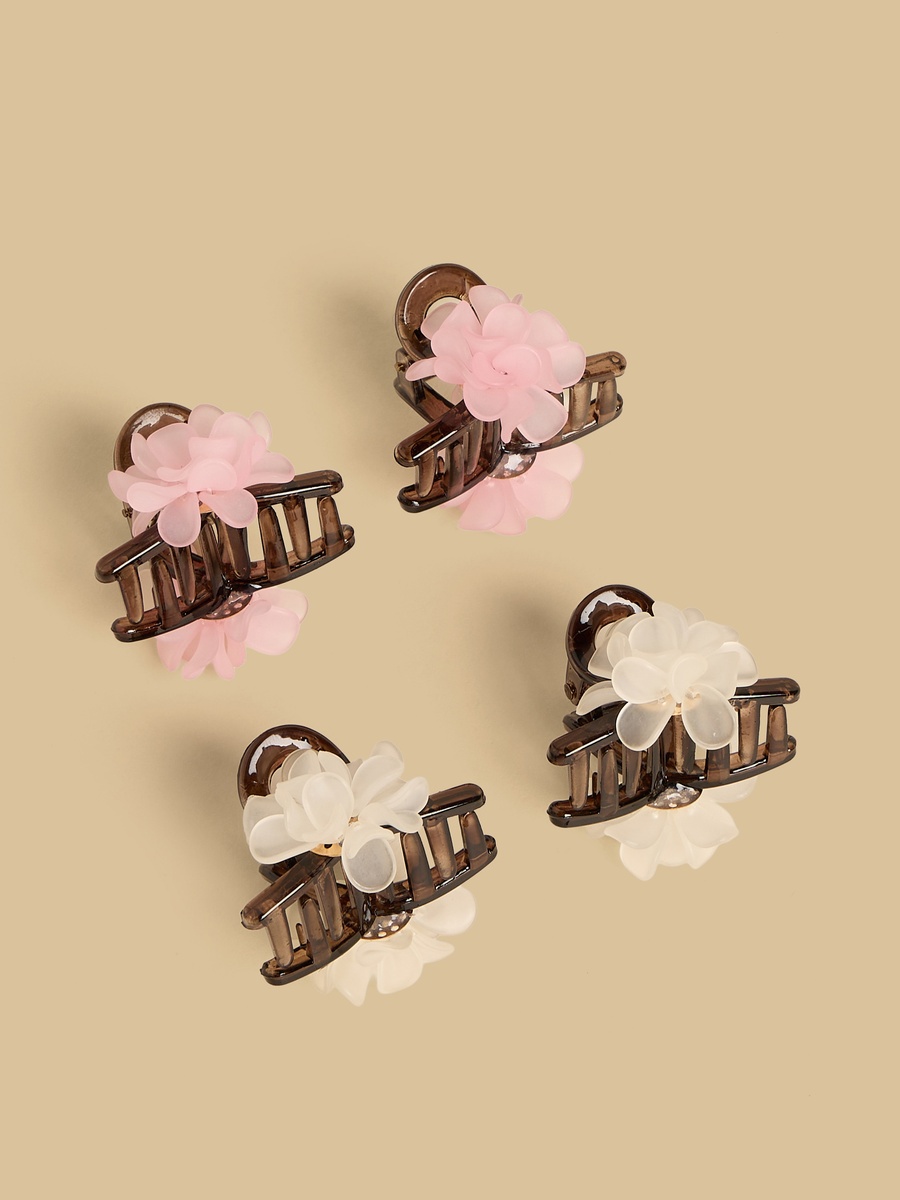 Pack of 4 - Floral Accent Hair Clamp