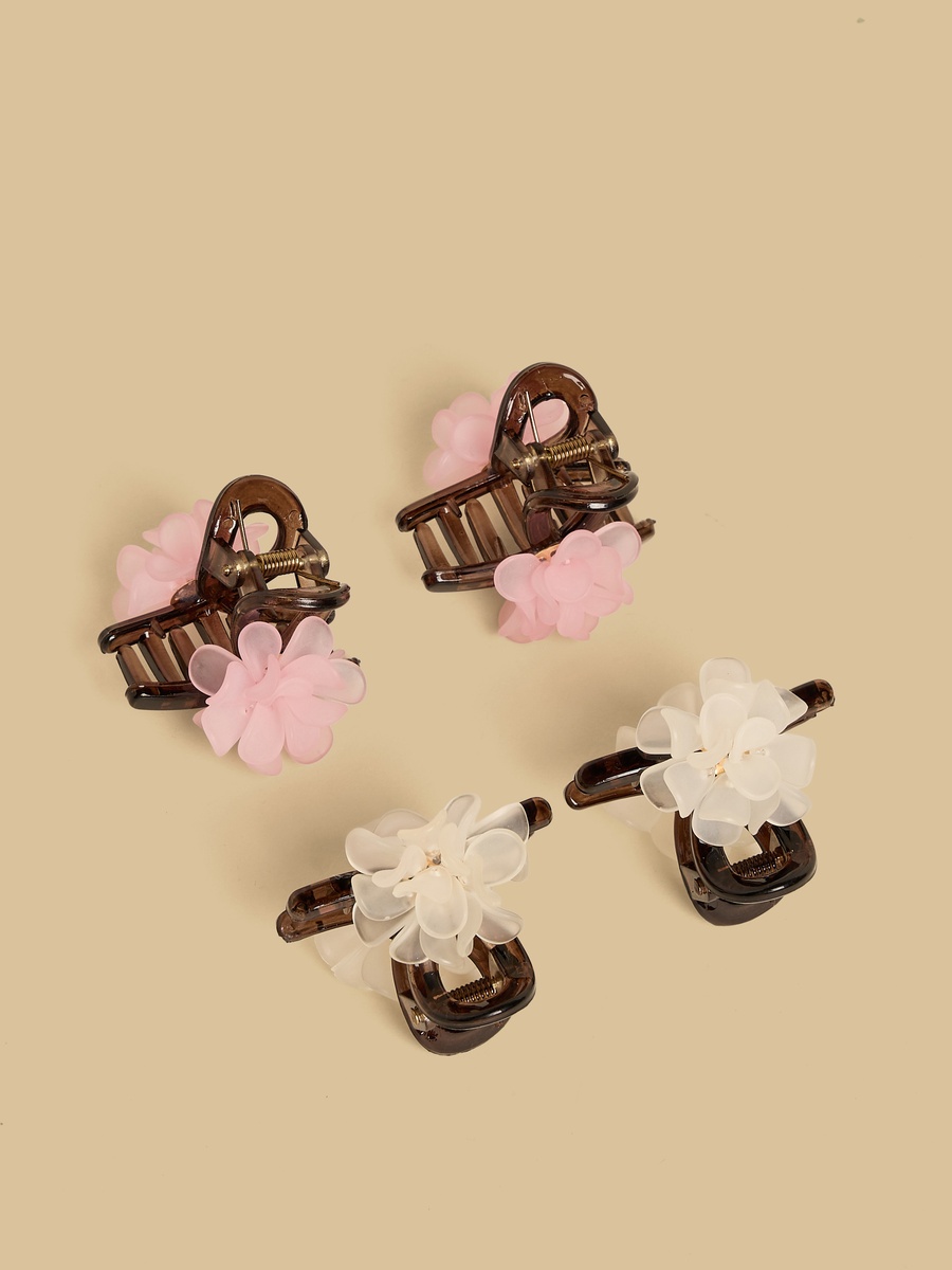 Pack of 4 - Floral Accent Hair Clamp