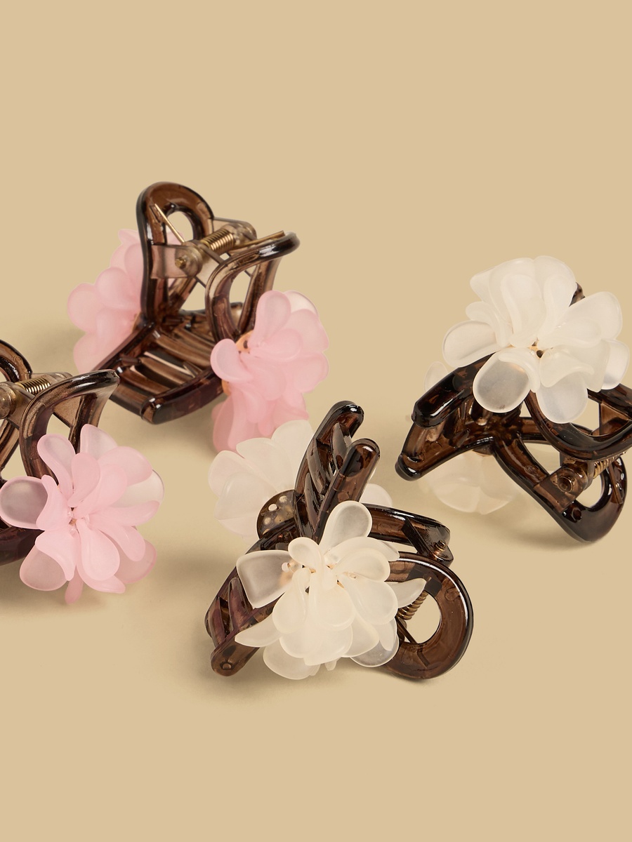 Pack of 4 - Floral Accent Hair Clamp