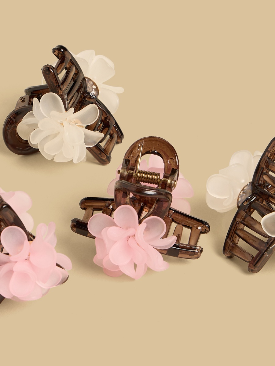 Pack of 4 - Floral Accent Hair Clamp