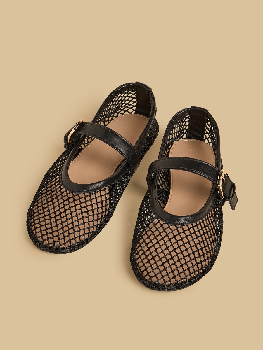 Textured Mary Jane Shoes with Buckle Closure