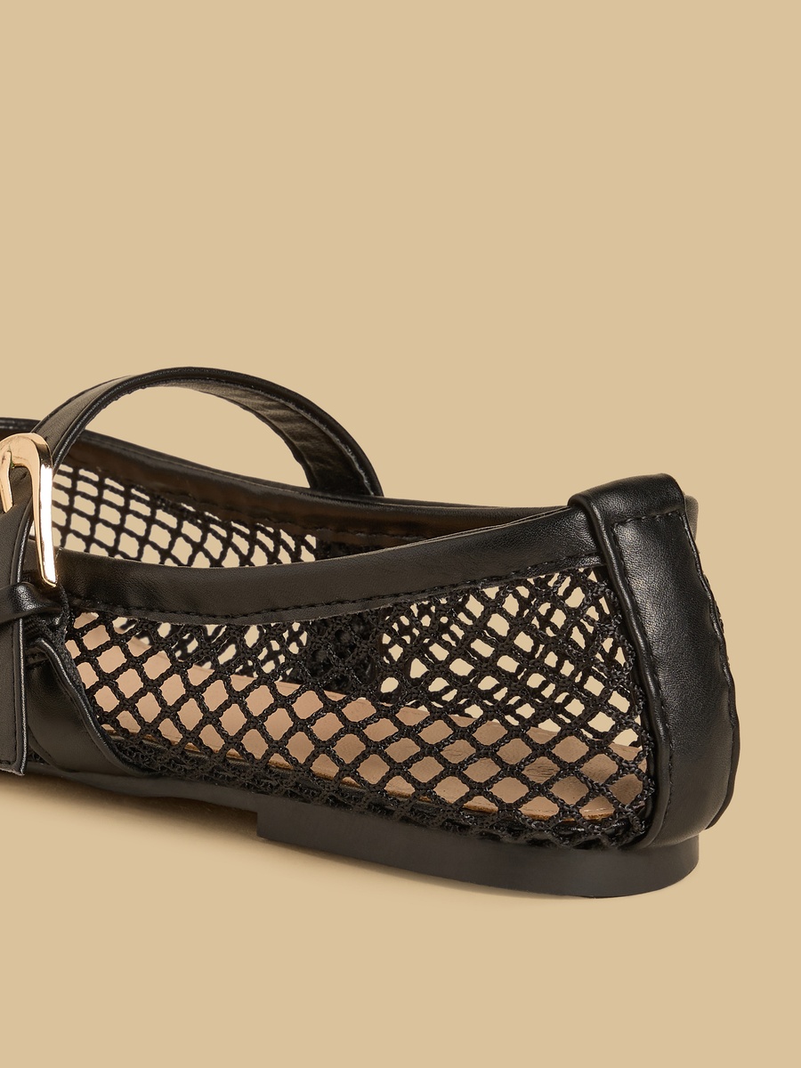 Textured Mary Jane Shoes with Buckle Closure