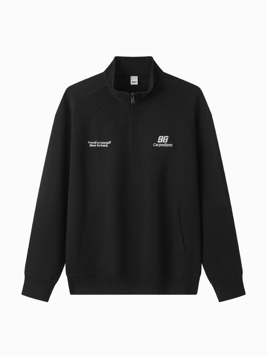 Half Zip Sweatshirt with Embroidered Detail