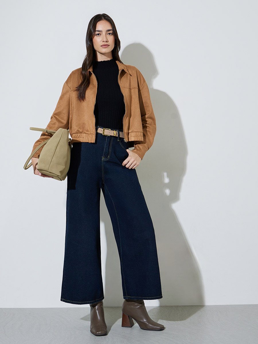 Khaki Solid Pocket Detail Casual Workwear Jacket