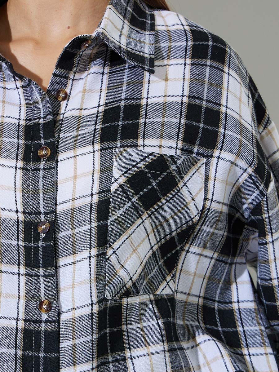 Checked Long Sleeves Oversized Shirt