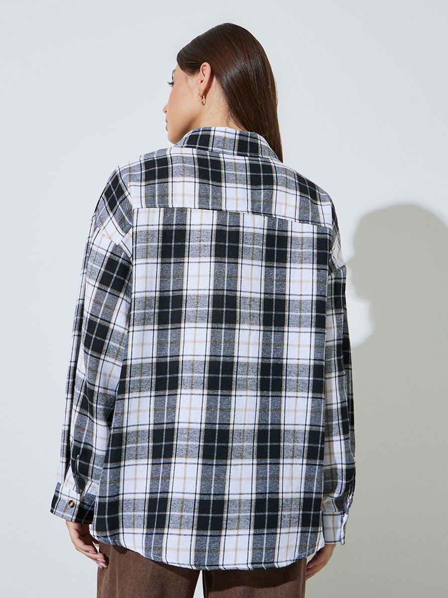 Checked Long Sleeves Oversized Shirt