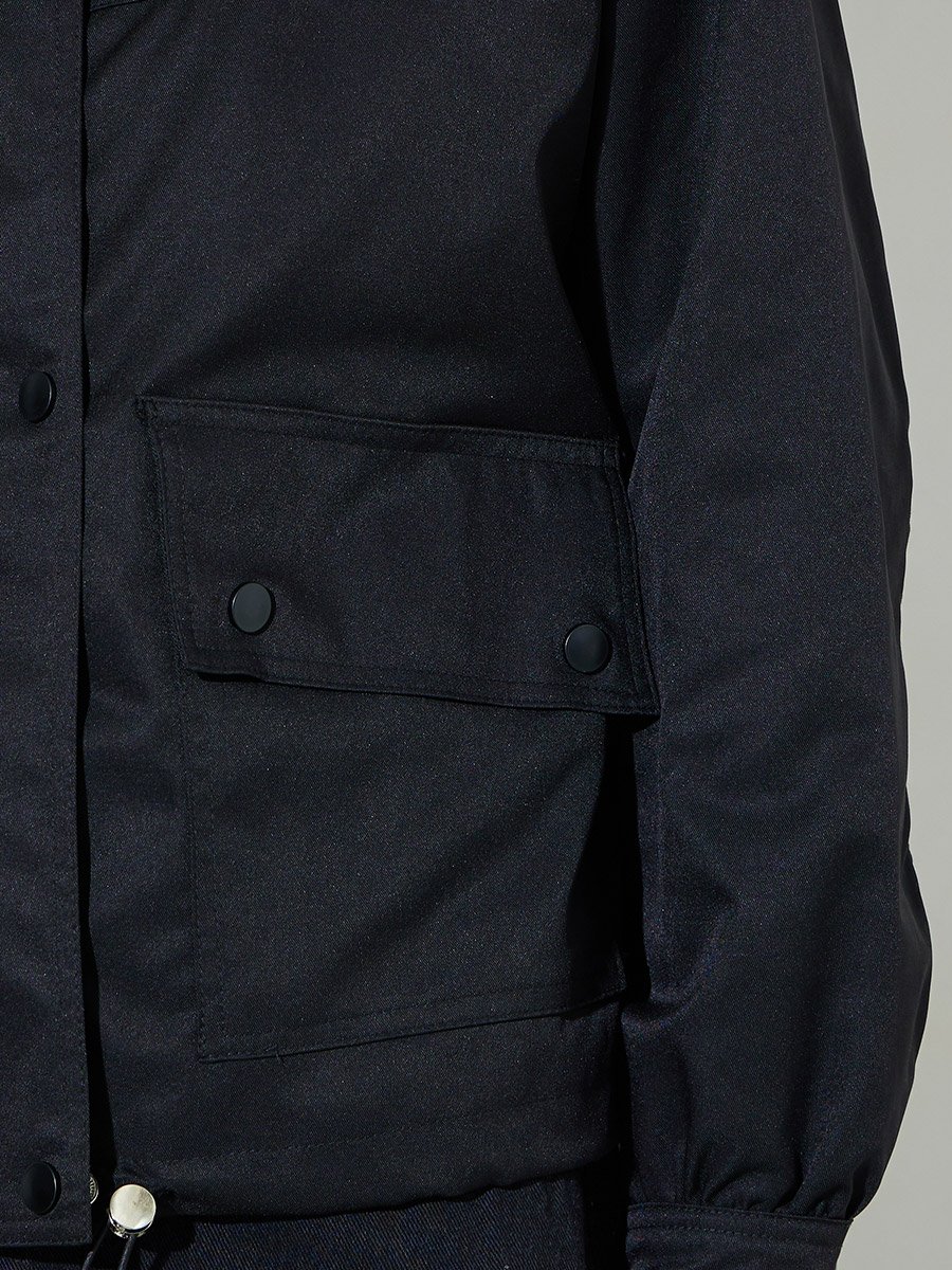 Black Solid Pocket Details Zip-Up Regular Fit Bomber Jacket