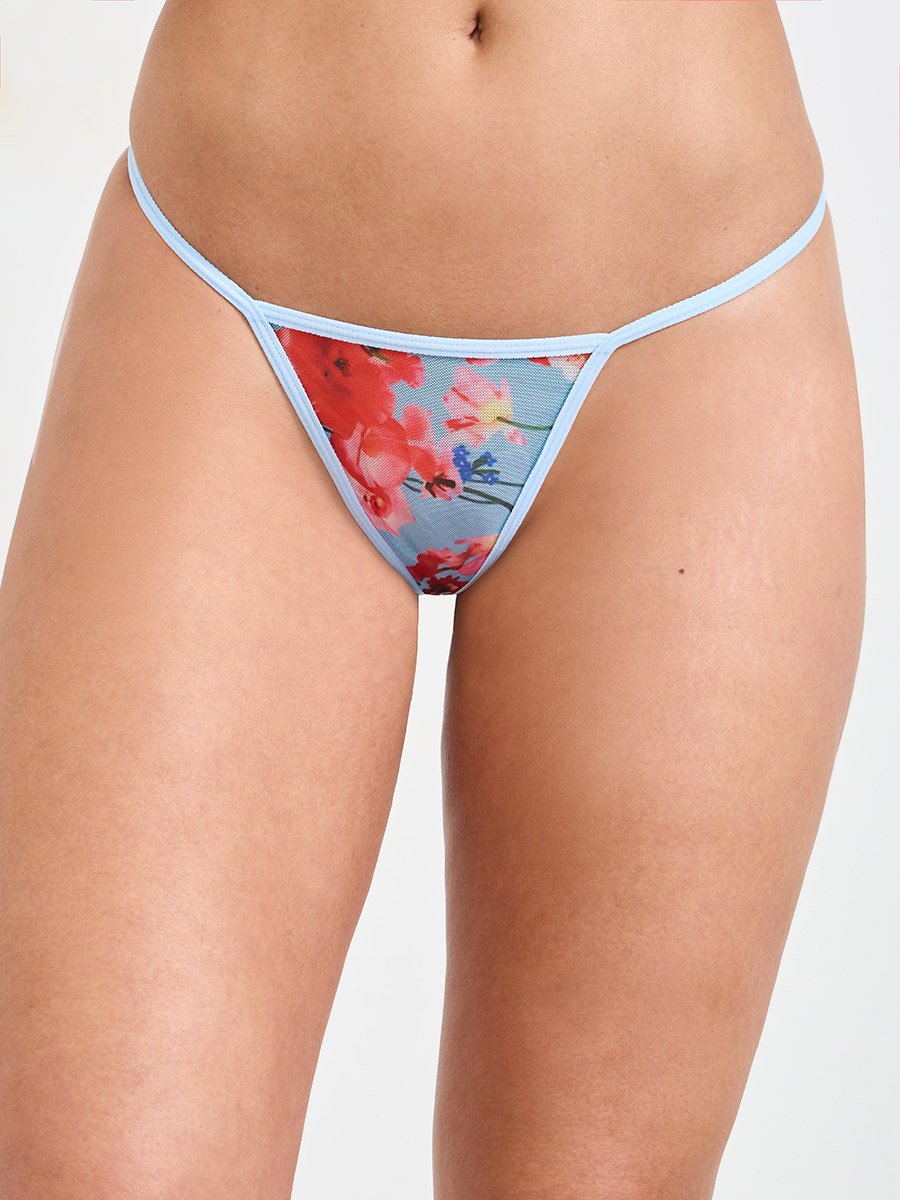 Red Floral Print Slip with Brief Set