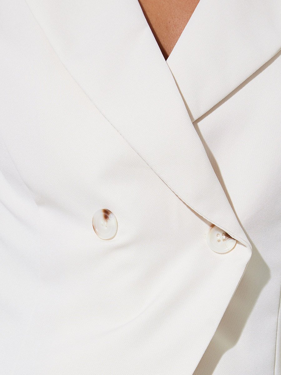 Beige Solid Double-Breasted Casual Waistcoat
