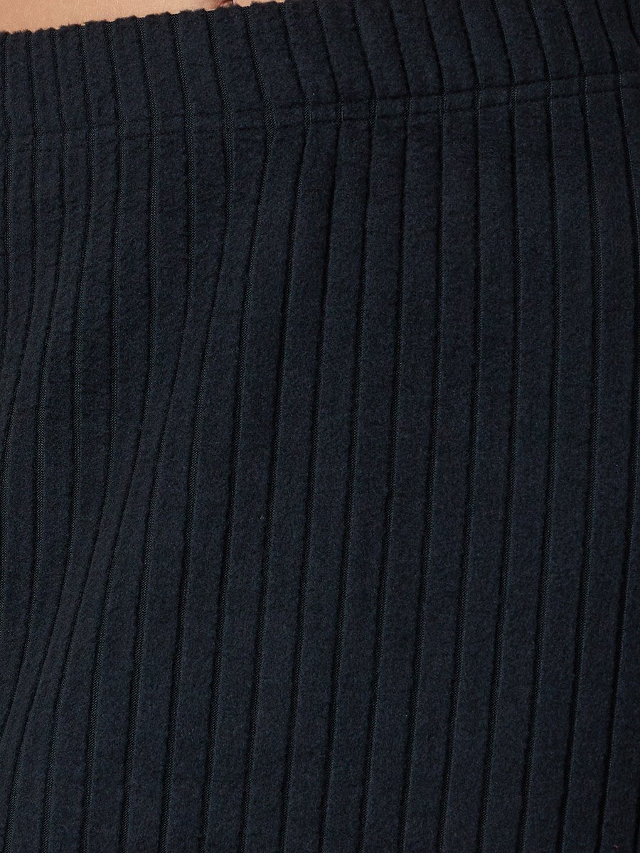 Black Wide Ribbed Knit Maxi Skirt