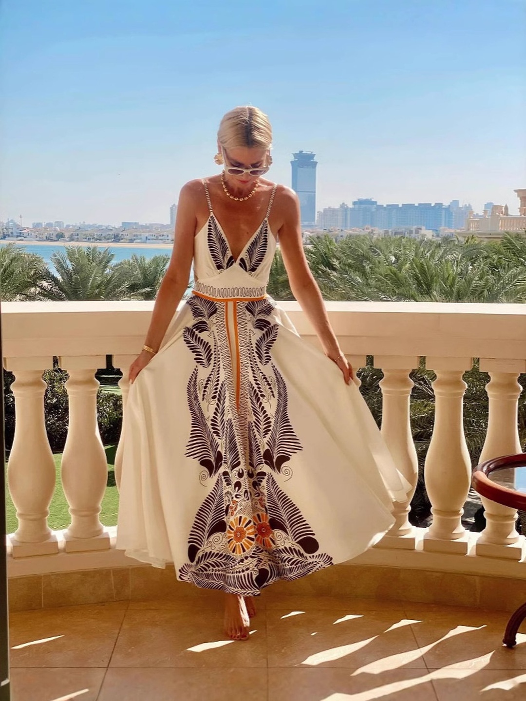 White Tie-Up Back A-Line Maxi Dress
