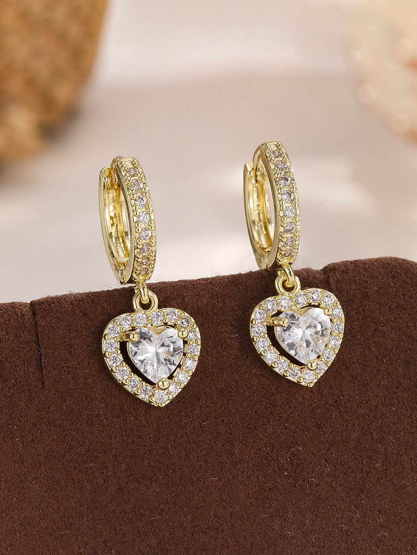 Heart-Shaped Dangle Earrings