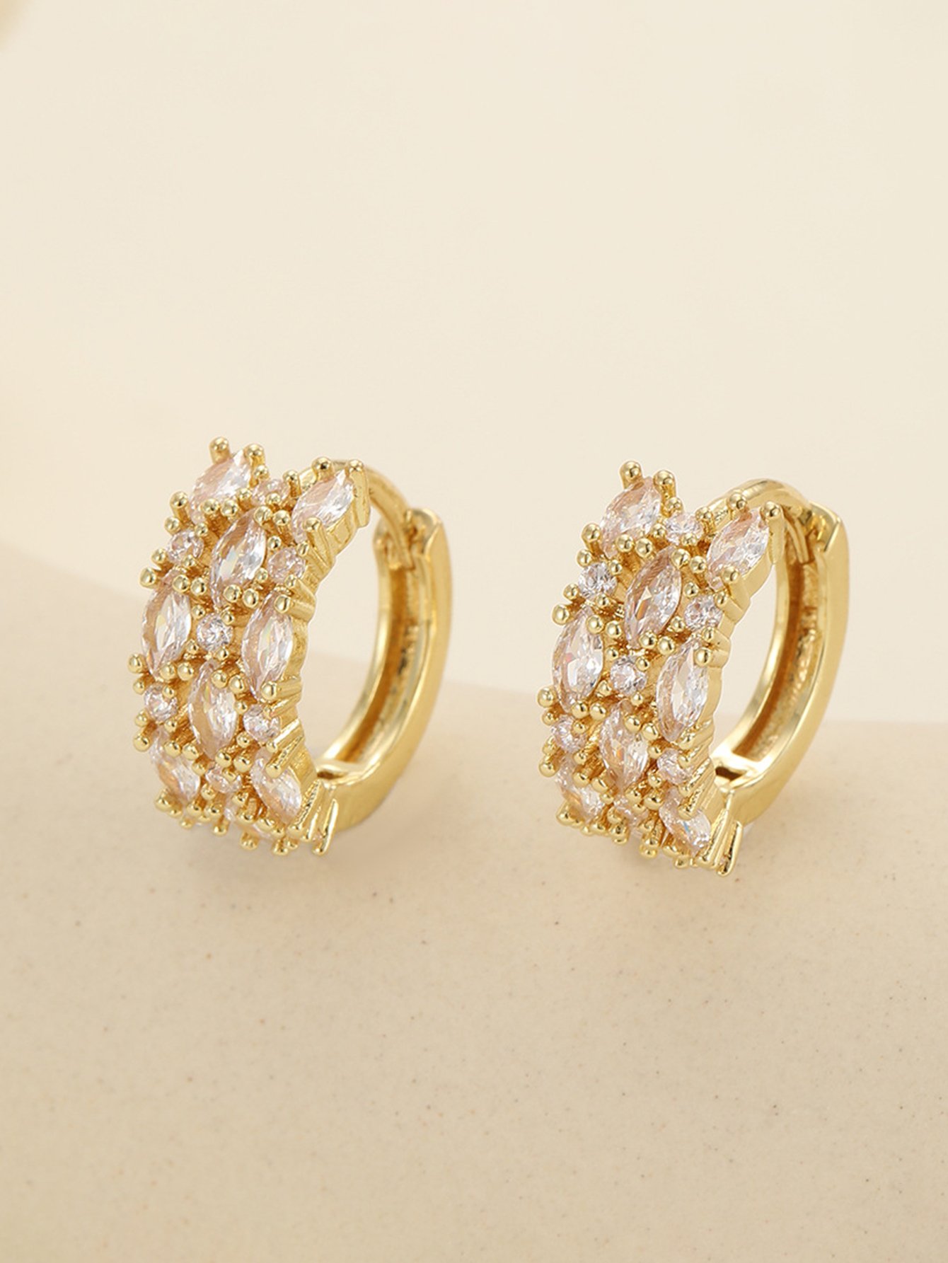 Zircon Embellished Huggie Earrings