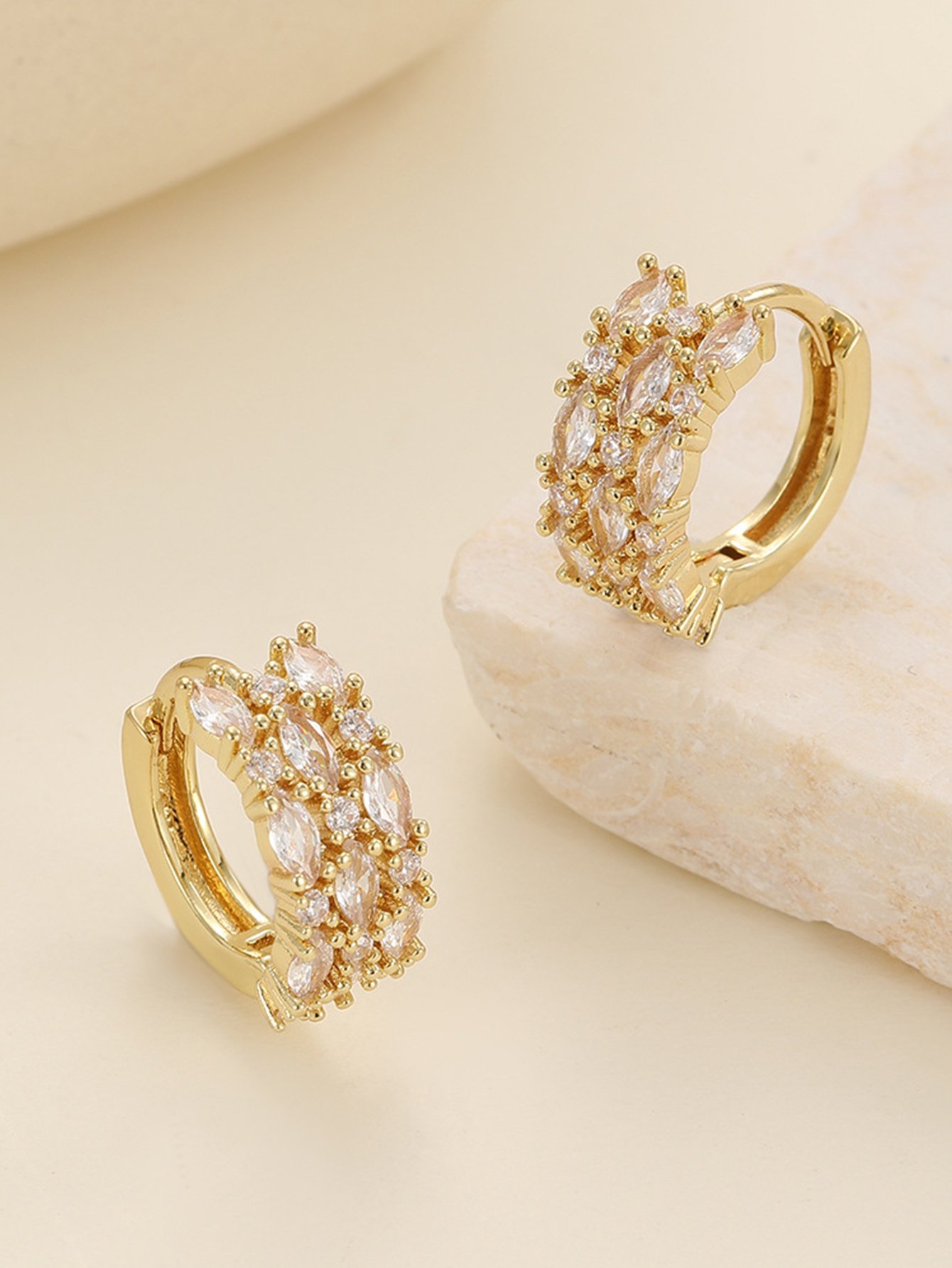 Zircon Embellished Huggie Earrings