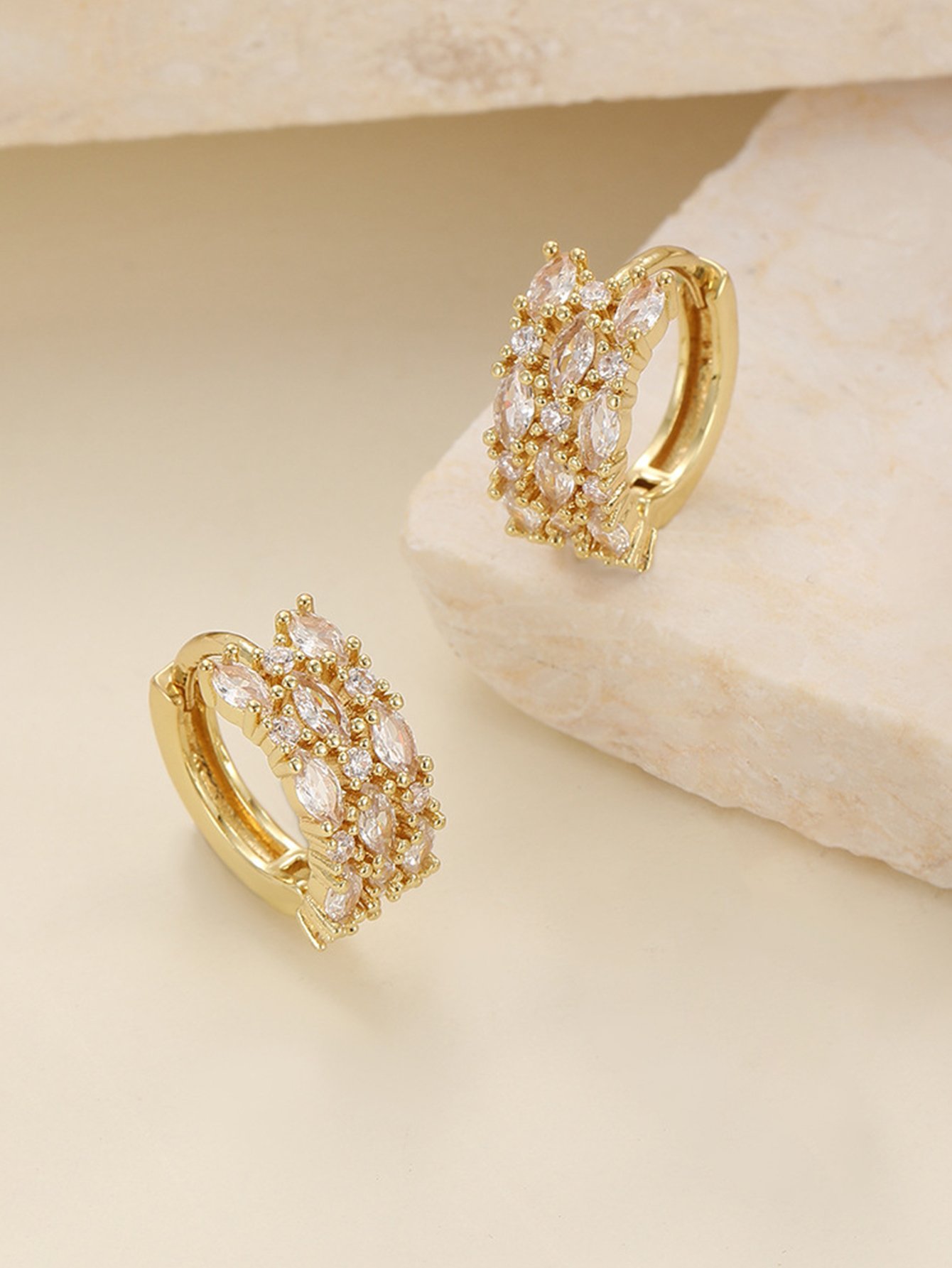 Zircon Embellished Huggie Earrings