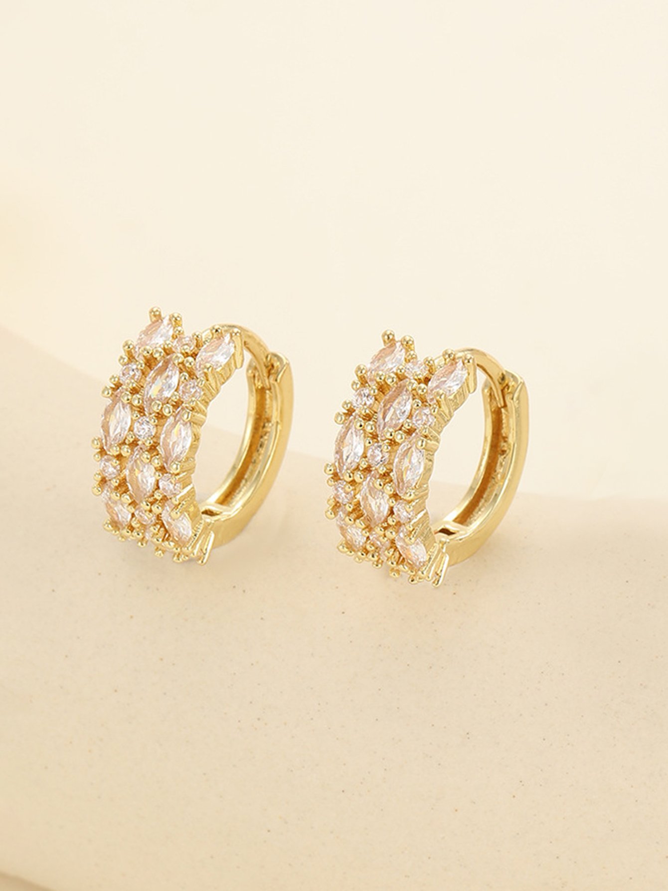 Zircon Embellished Huggie Earrings