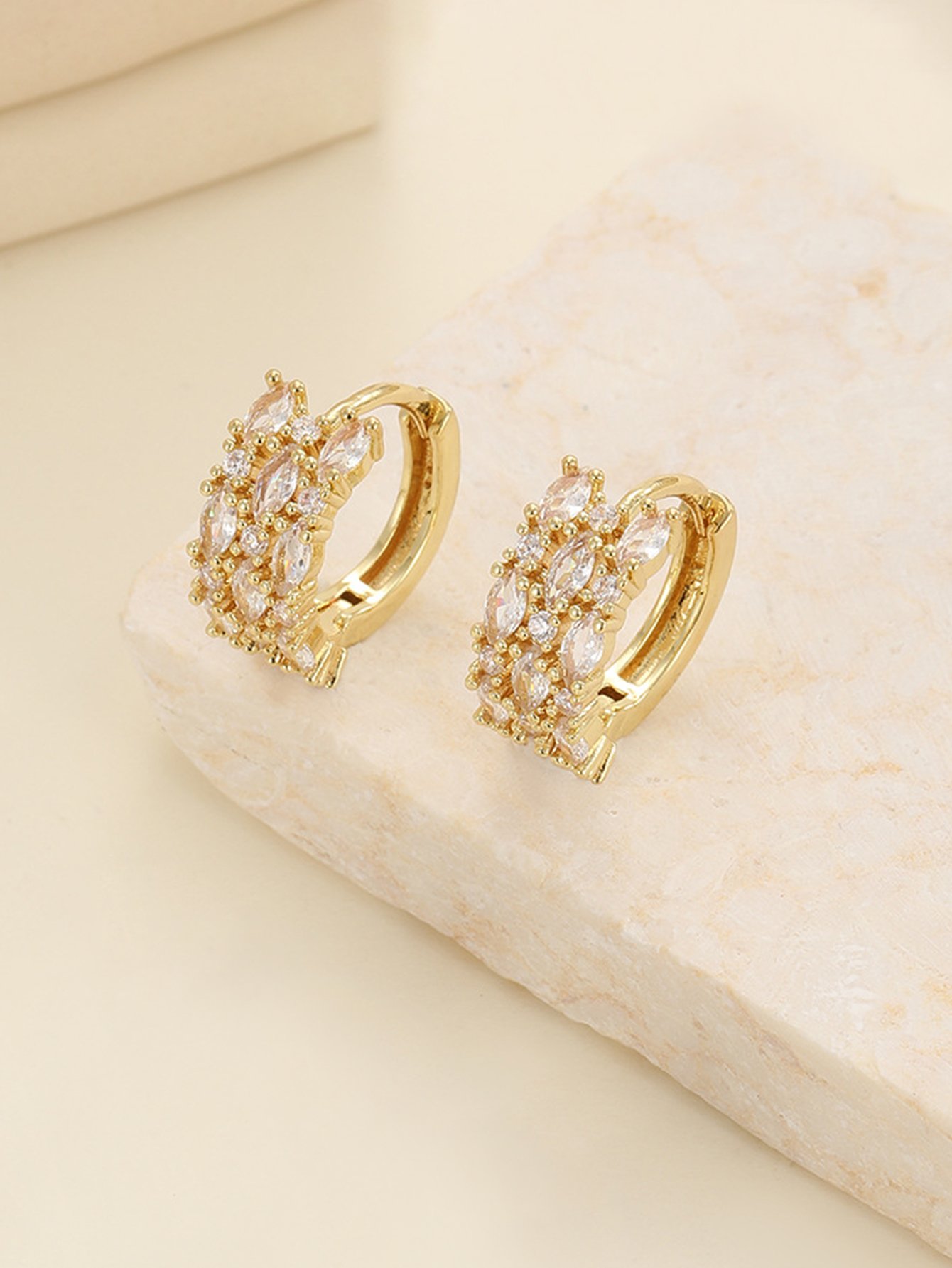 Zircon Embellished Huggie Earrings