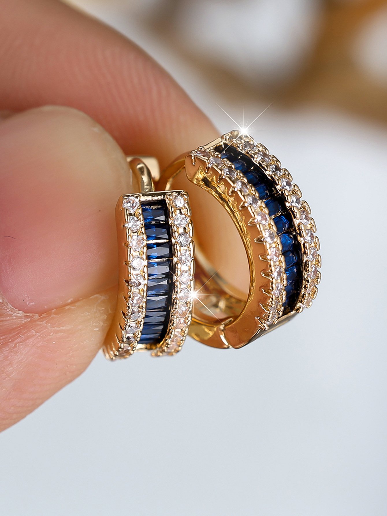 Glass Embellished Huggie Earrings