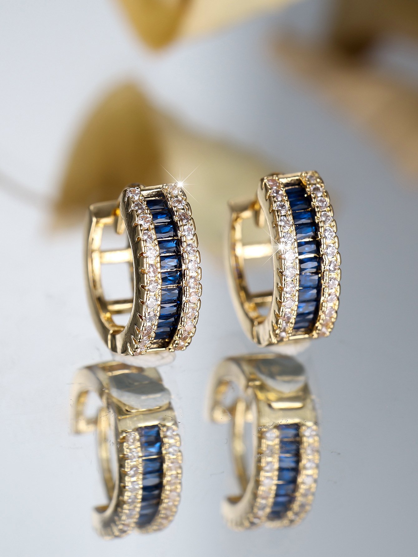 Glass Embellished Huggie Earrings