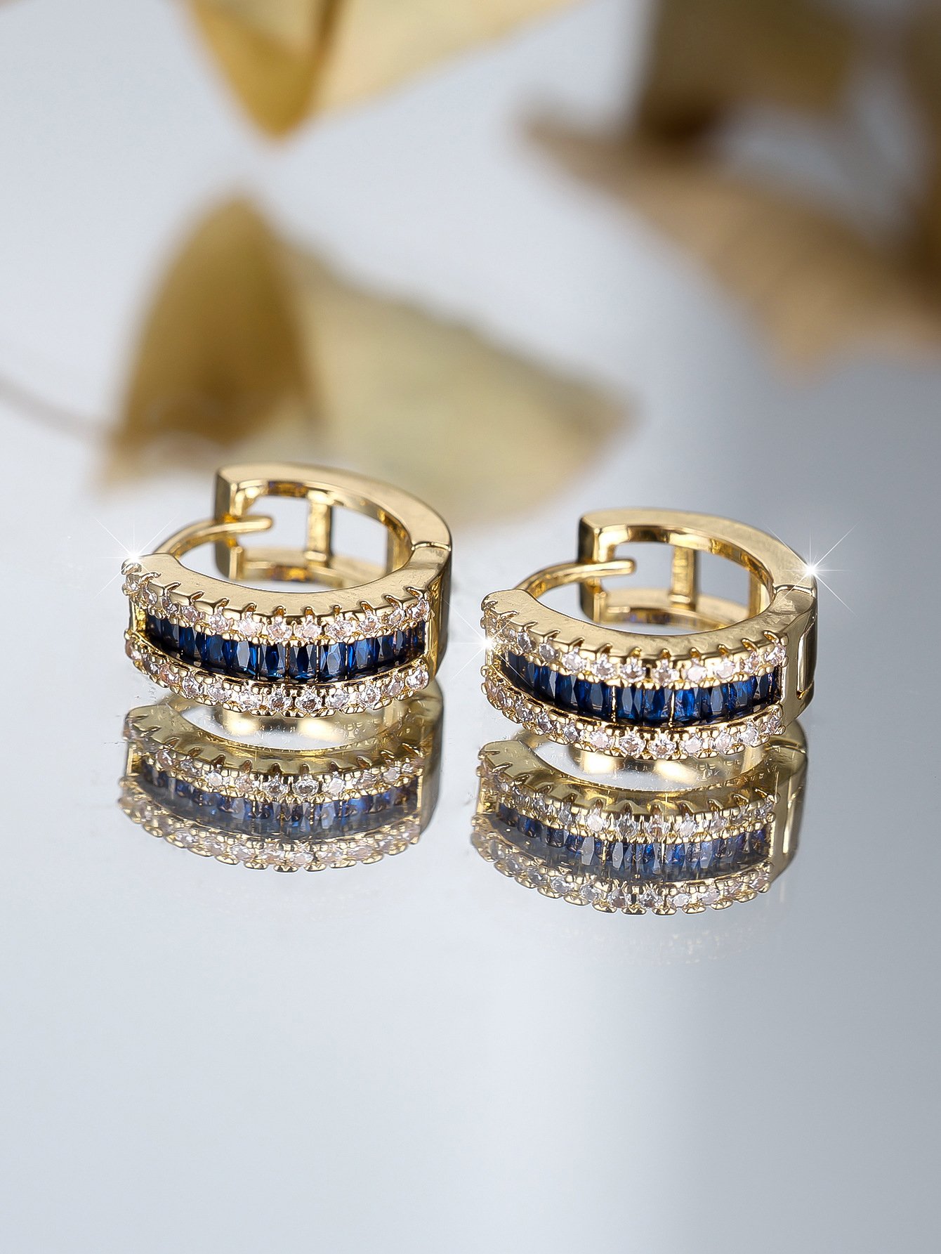 Glass Embellished Huggie Earrings