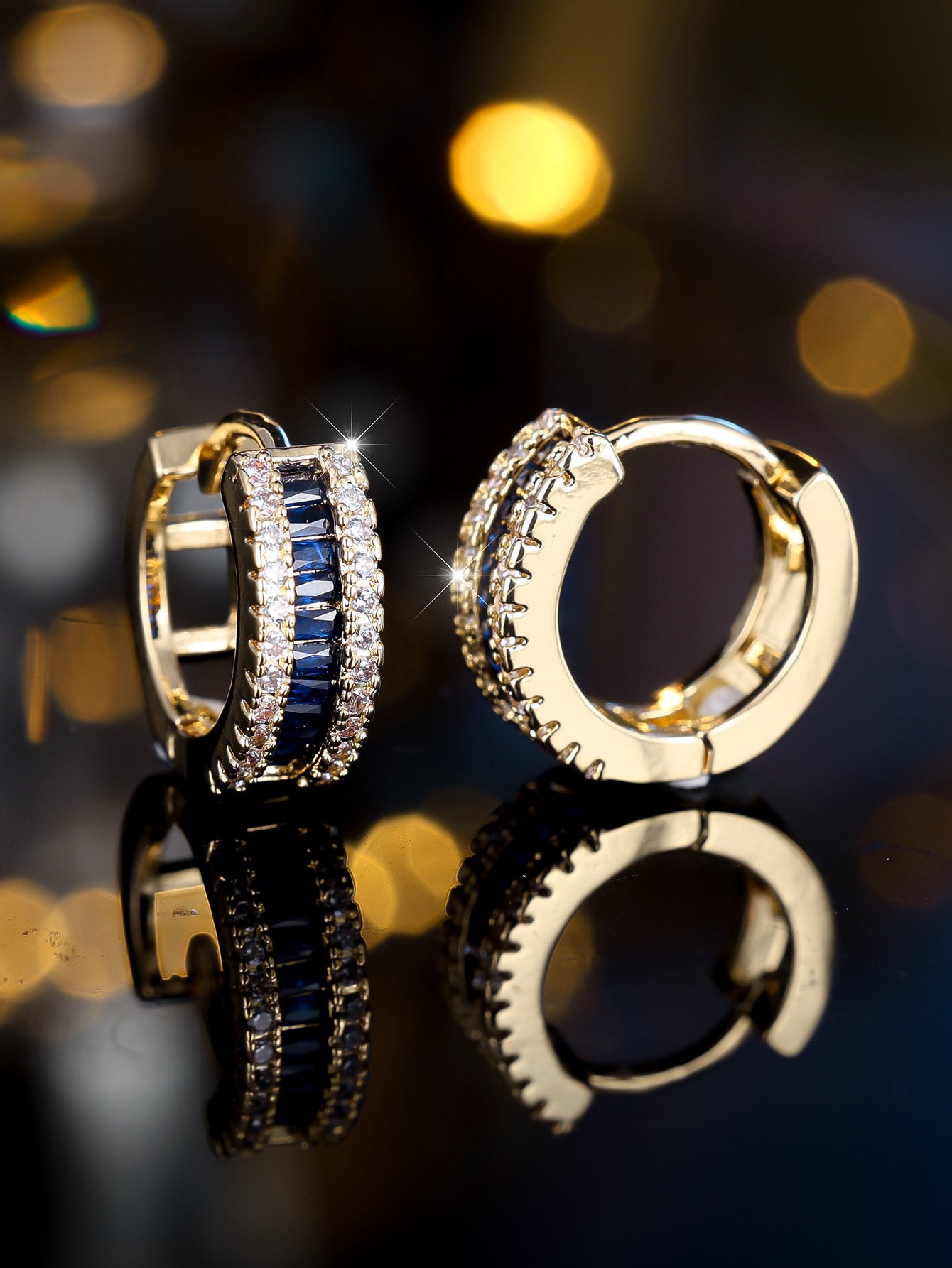 Glass Embellished Huggie Earrings