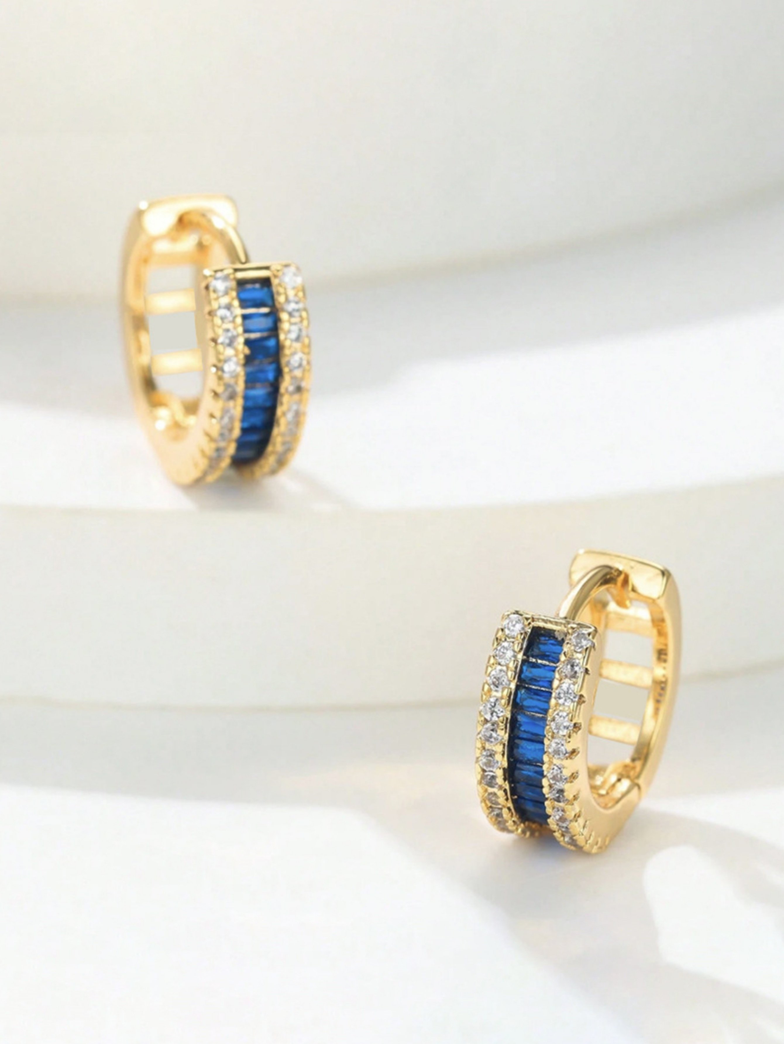 Glass Embellished Huggie Earrings