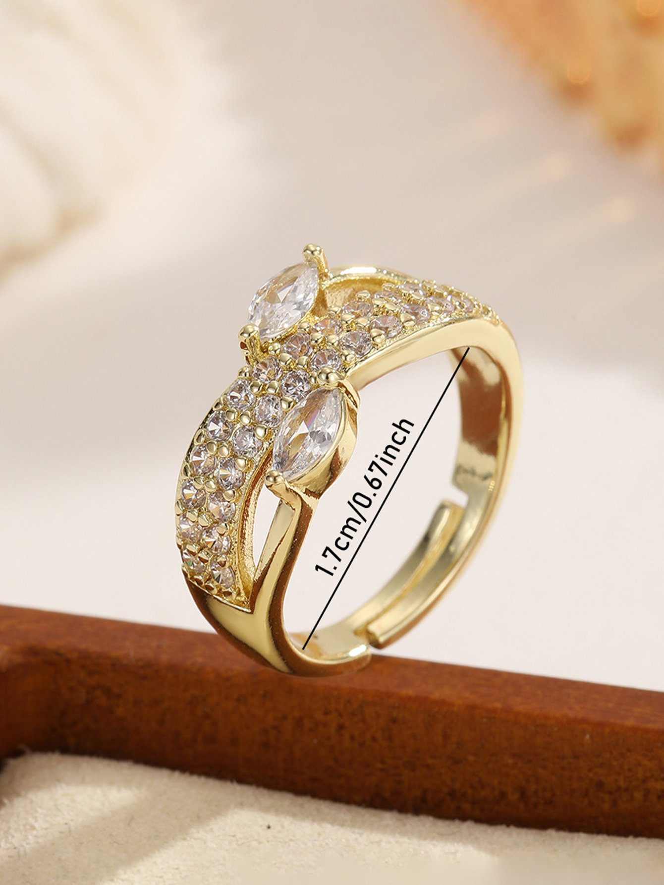 Gold Tone Embellished Adjustable Ring
