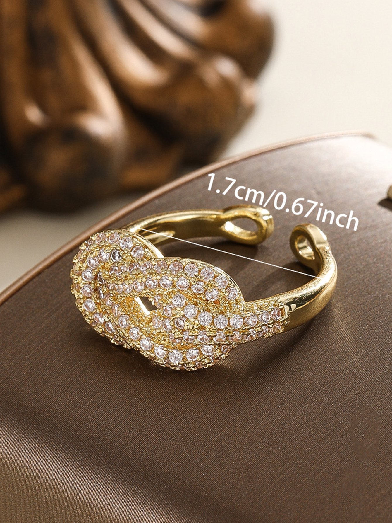 Gold Tone Embellished Knot Adjustable Ring
