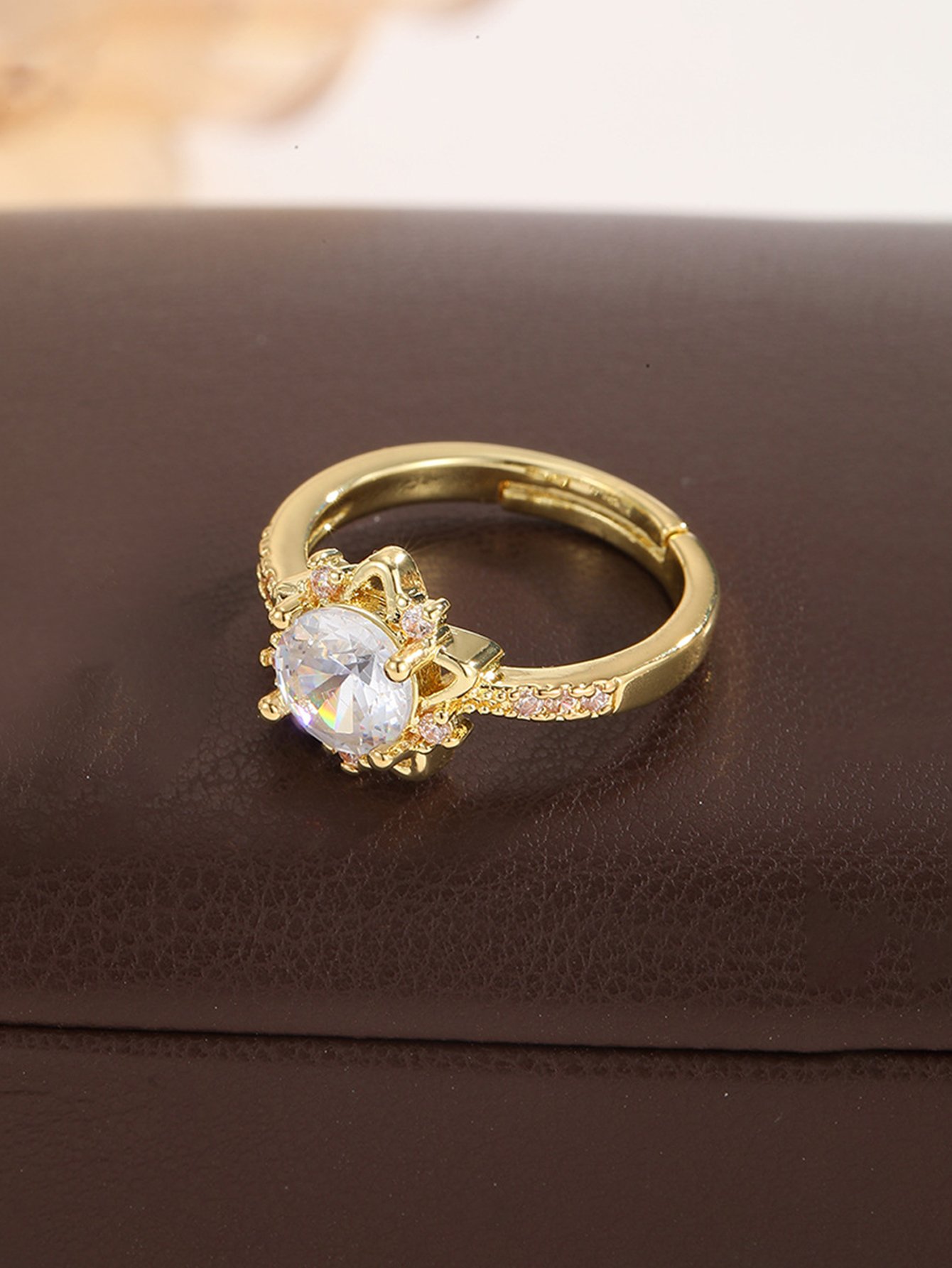 Gold Tone Embellished Adjustable Ring