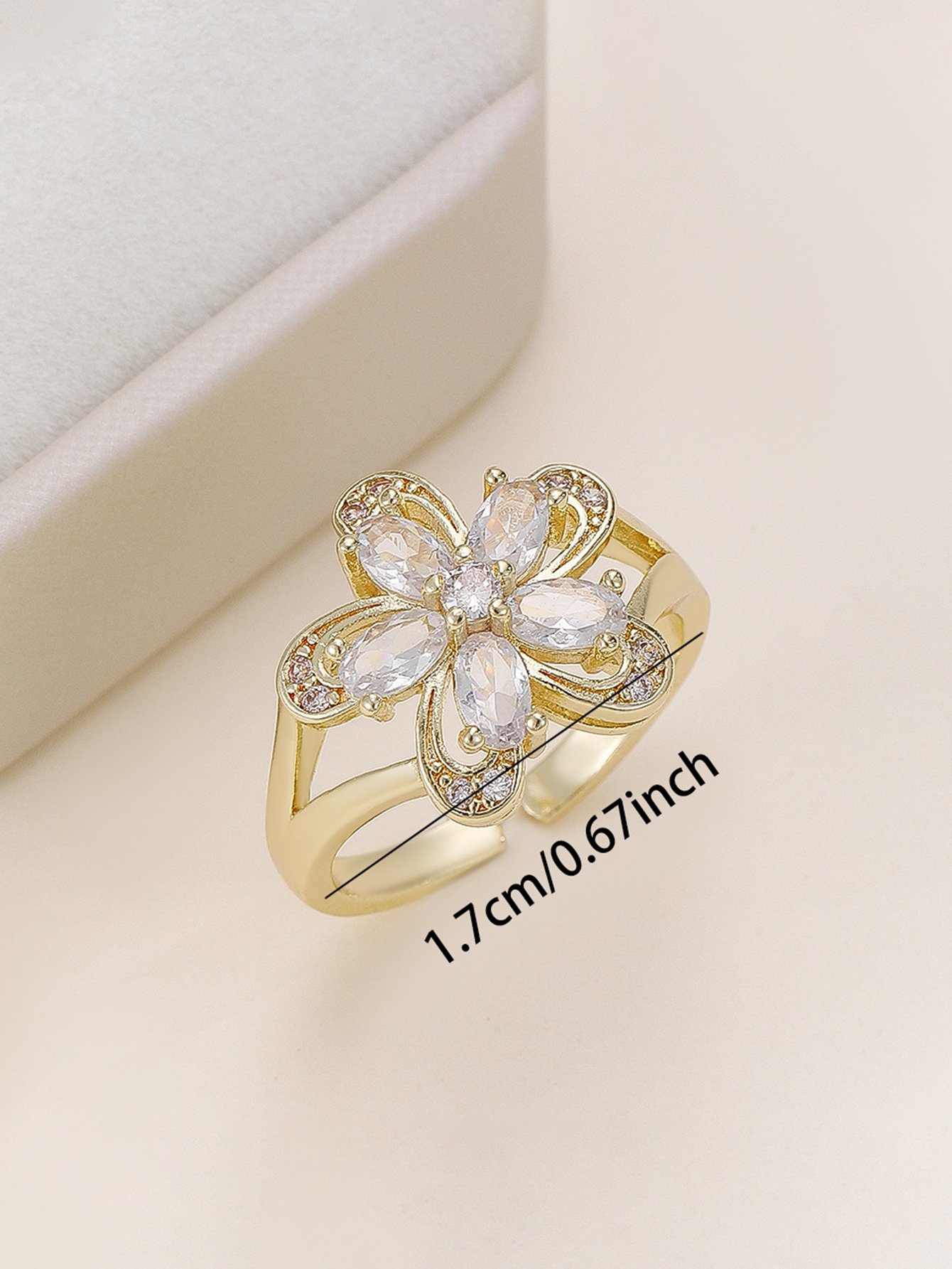 Gold Tone Embellished Flower Ring