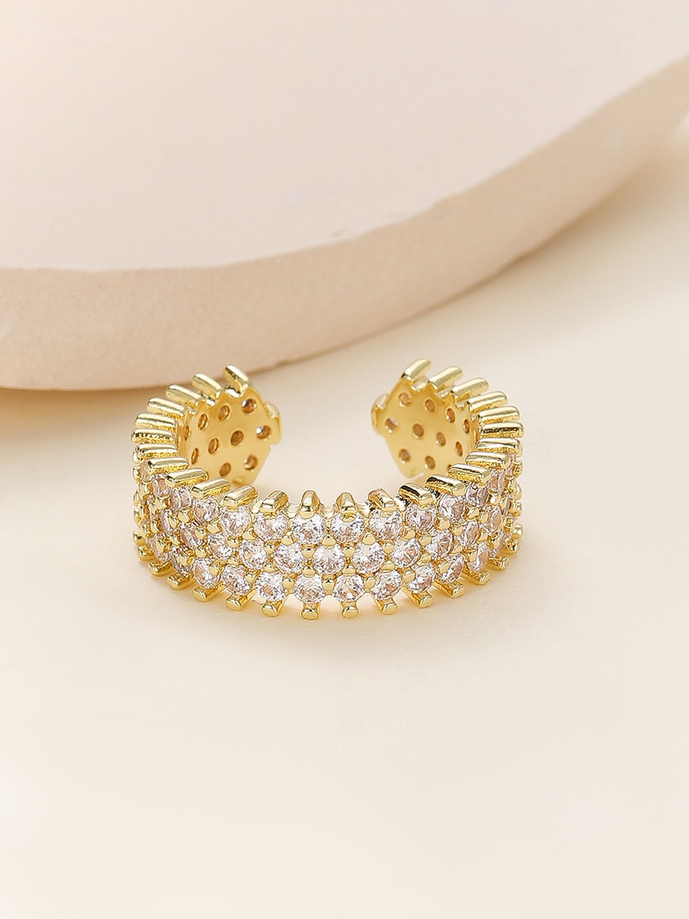Gold Tone Embellished Cuff Ring