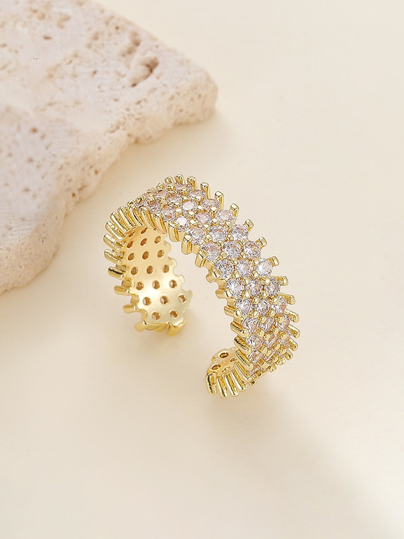 Gold Tone Embellished Cuff Ring