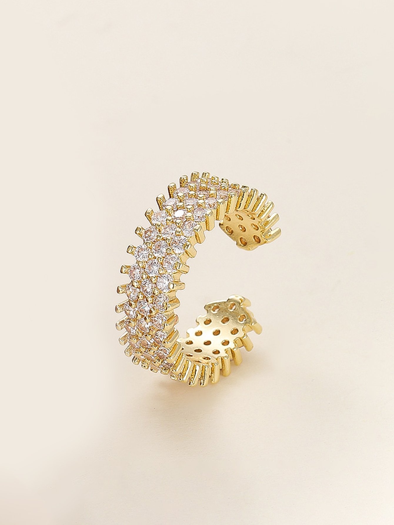 Gold Tone Embellished Cuff Ring