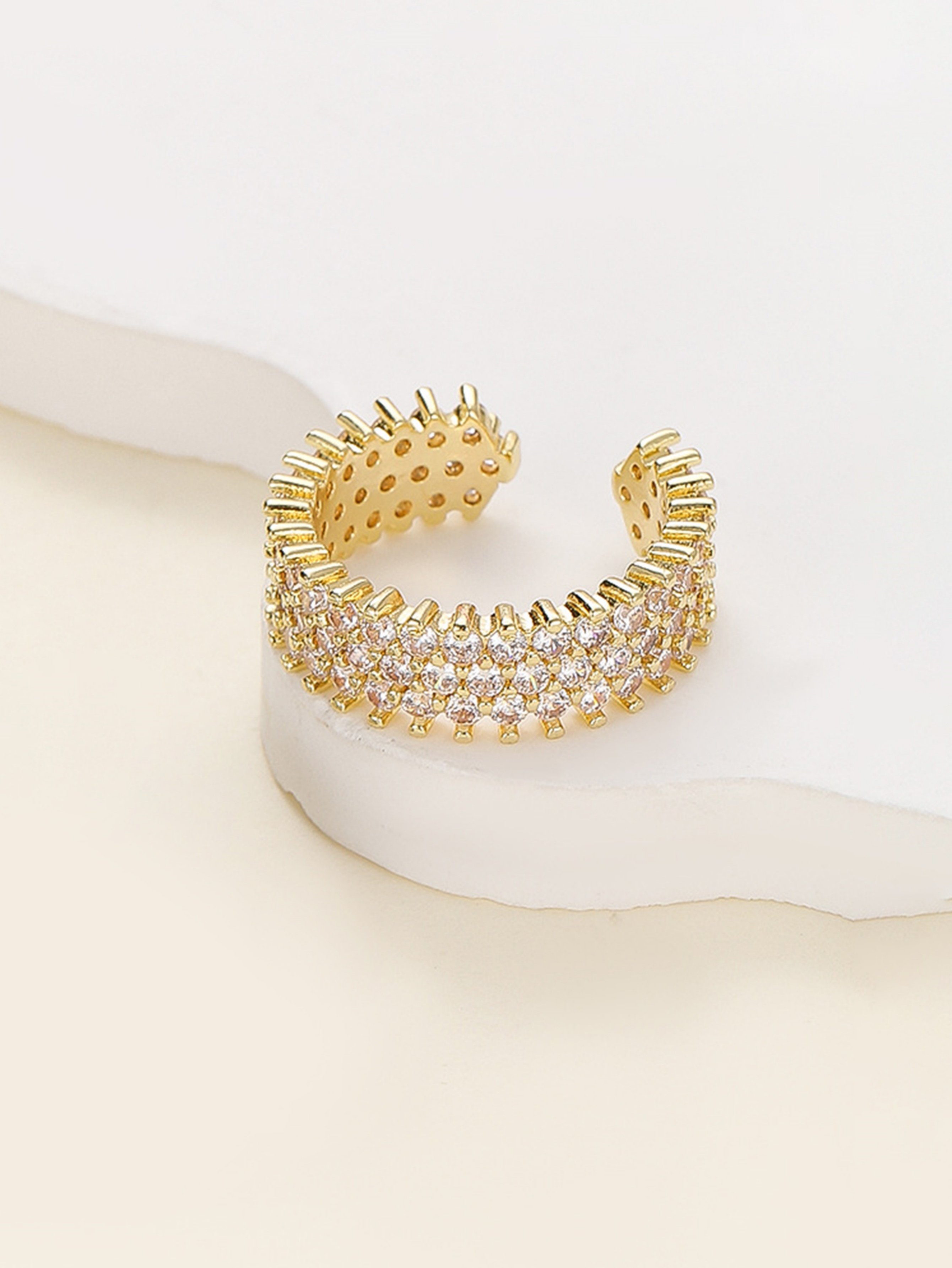 Gold Tone Embellished Cuff Ring