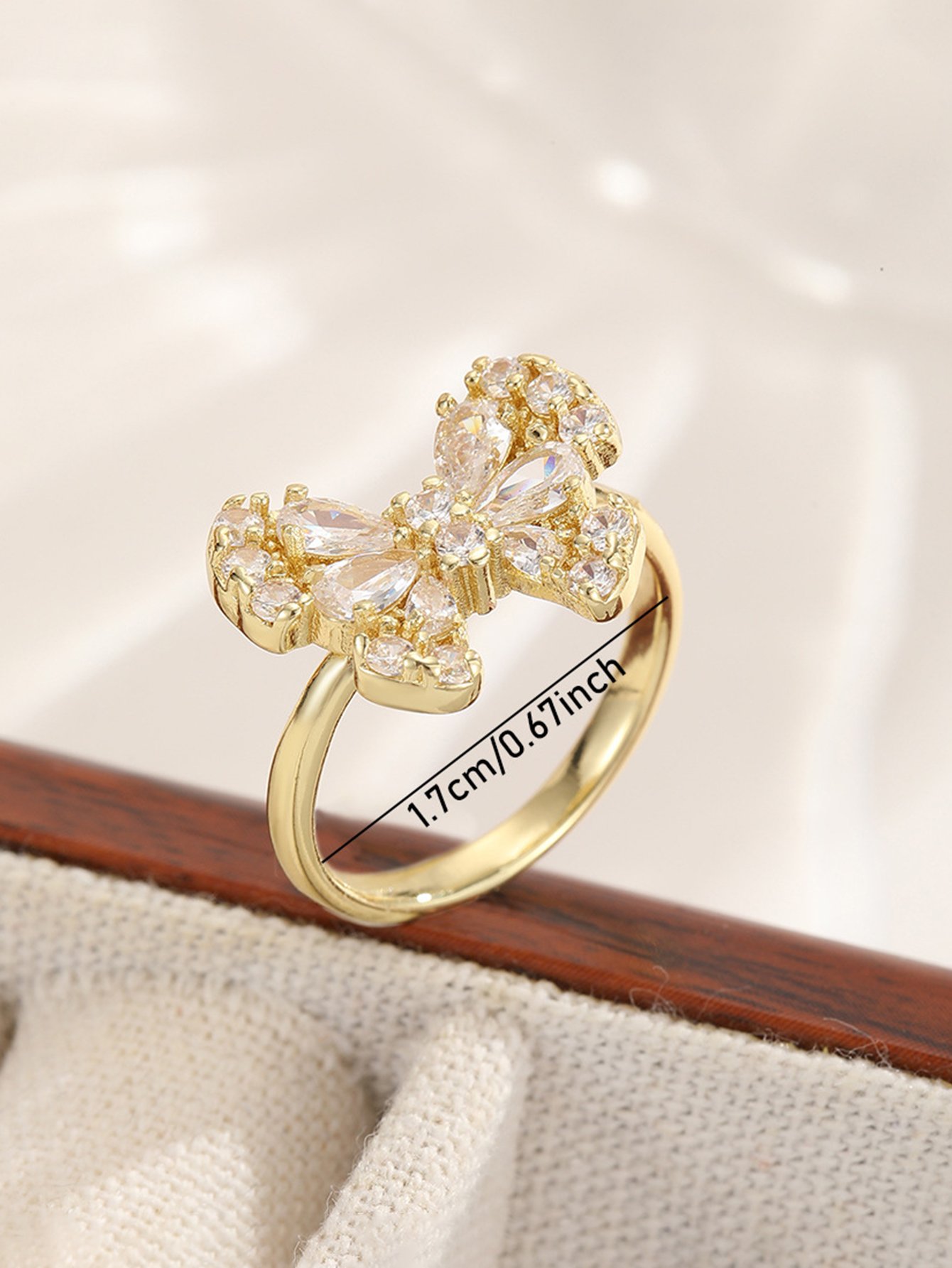 Gold Tone Embellished Butterfly Ring