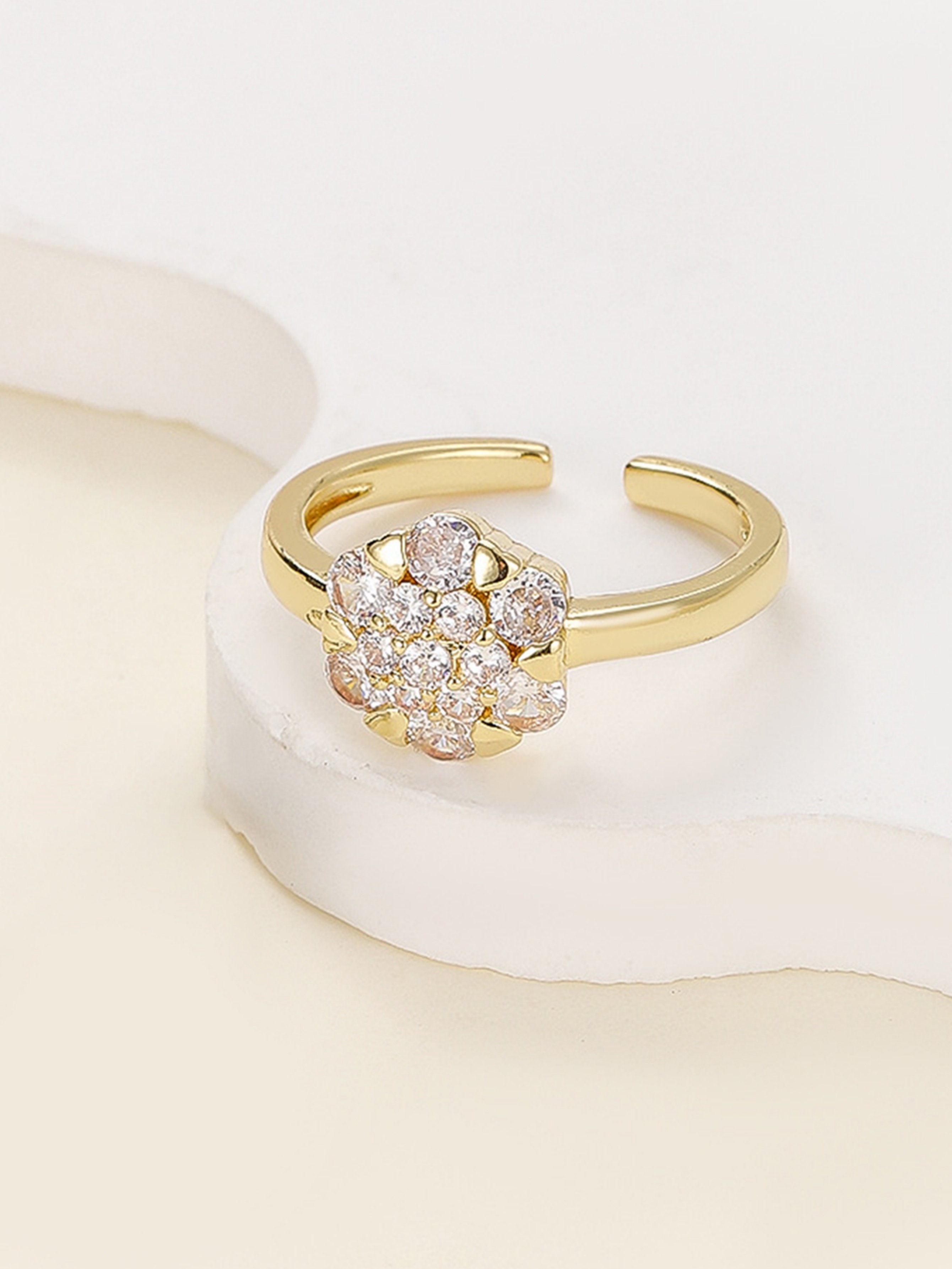 Gold Tone Embellished Adjustable Ring