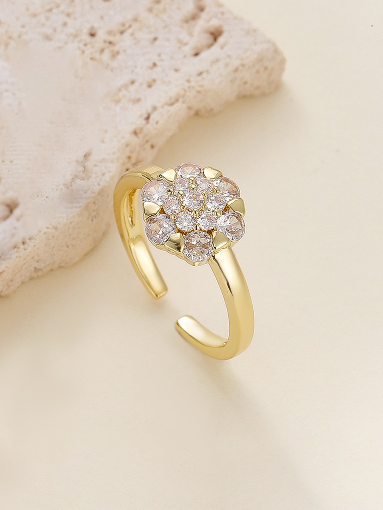 Gold Tone Embellished Adjustable Ring