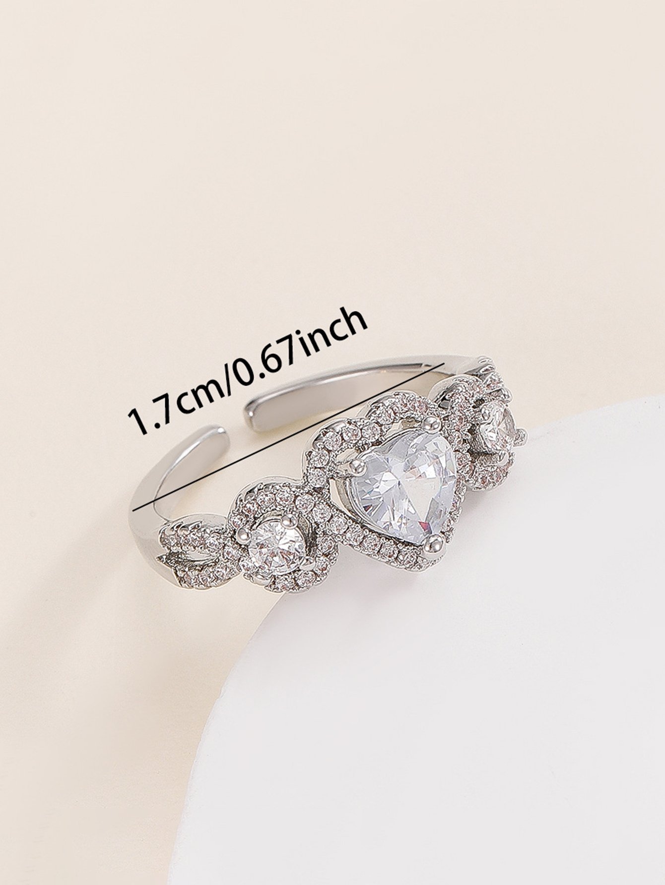 Silver Embellished Heart Ring