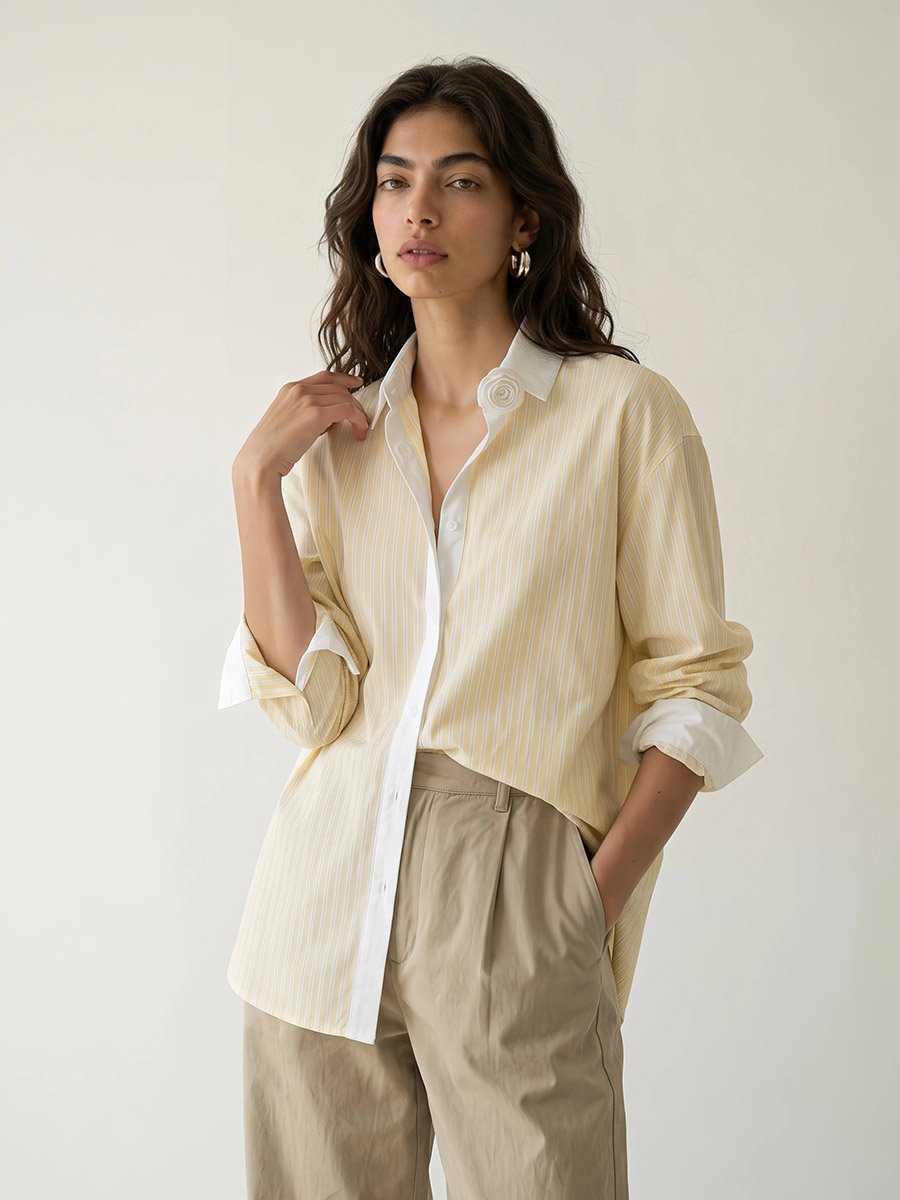 Yellow Striped Oversized Shirt