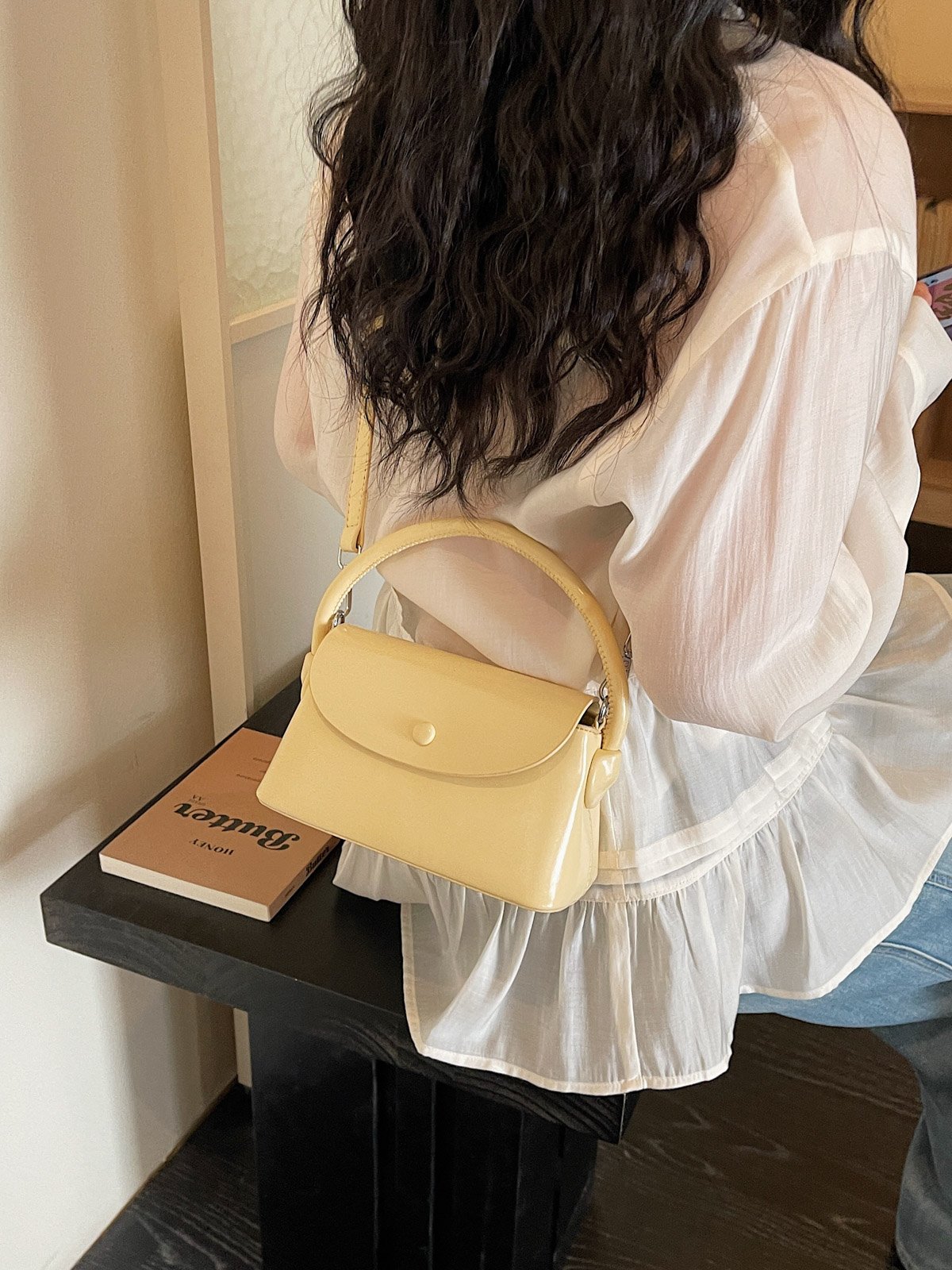 Yellow Plain Shoulder Bag