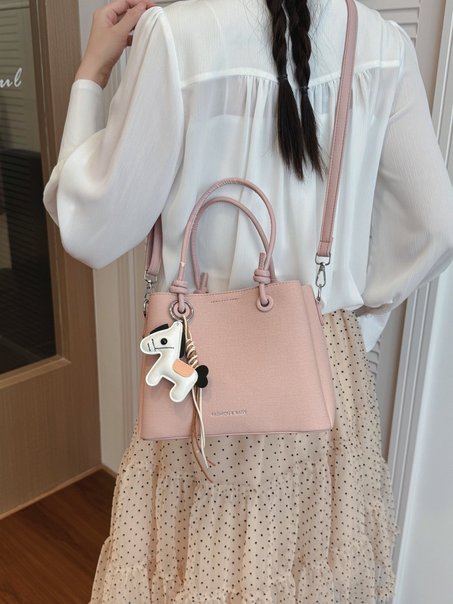 Pink Crossbody Bag with Charm